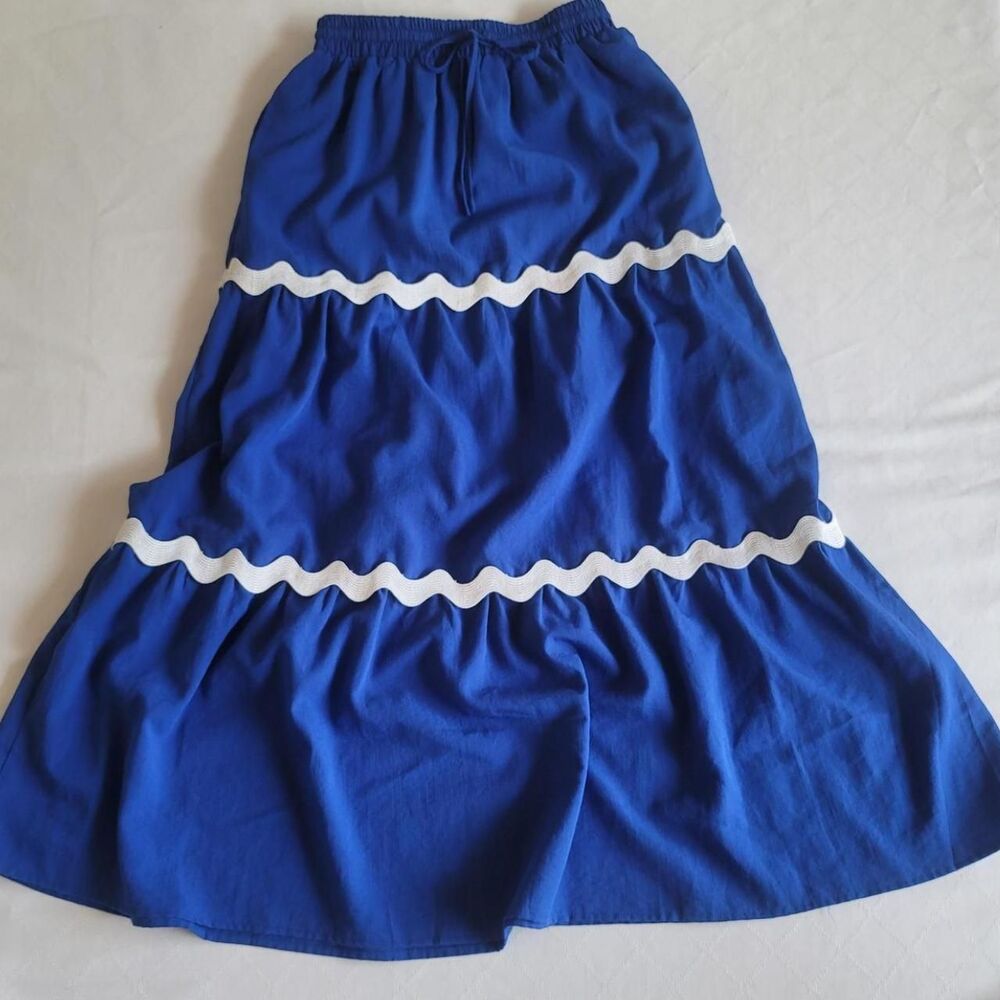 Maxi Skirt Boho Cottagecore Royal Blue Women's Size S